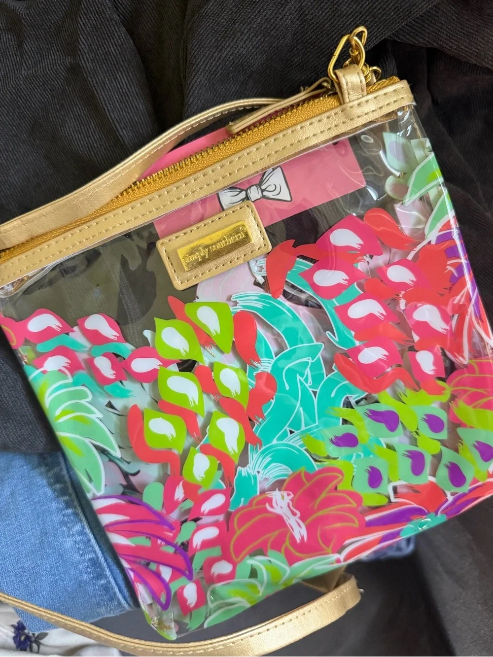 Simply Southern Multicolor Floral Crossbody with Gold Strap